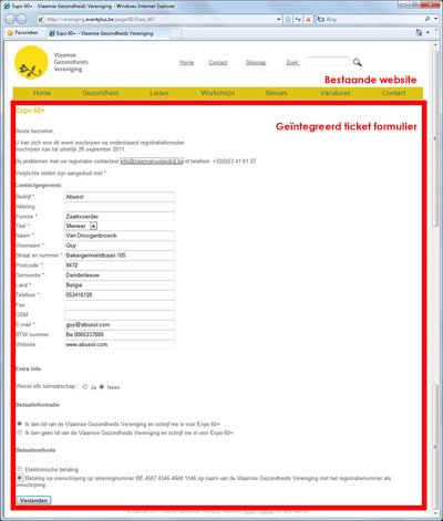 E ticketing - integratie bezoekersregistratie software in uw website