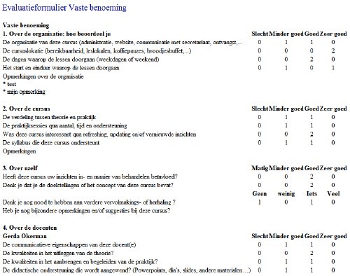 Rapport evaluatieformulier