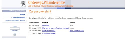 Website met cursusoverzicht