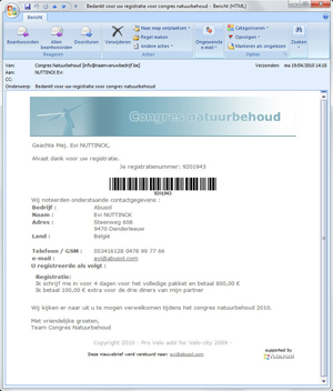 bevestigingsmail met barcode klein
