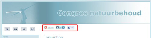 Share registrationsite info via social media