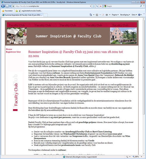facultyclub registratiewebsite