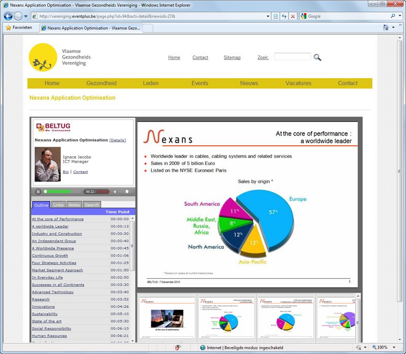 Event website - presentaties - synchronised with voice recording