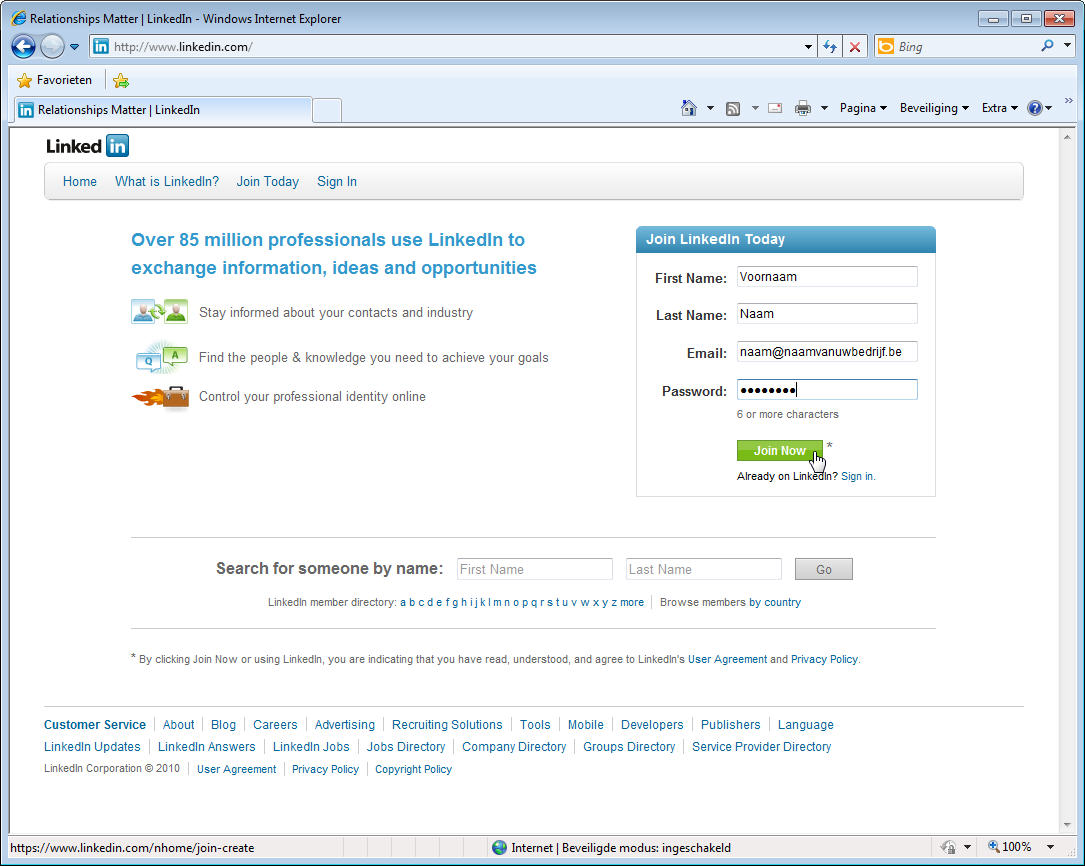 configuratie linkedin