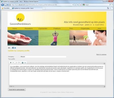 Extranet exposant - aanpassen bedrijfsprofiel exposant