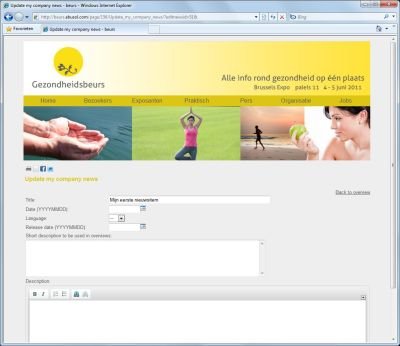 Extranet exposant - tovoegen nieuwsitem door exposant